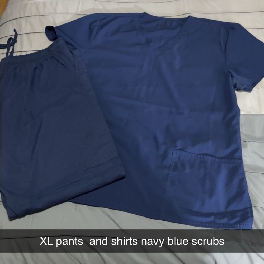 Navy Blue Medical Scrub Set - Top and Pants